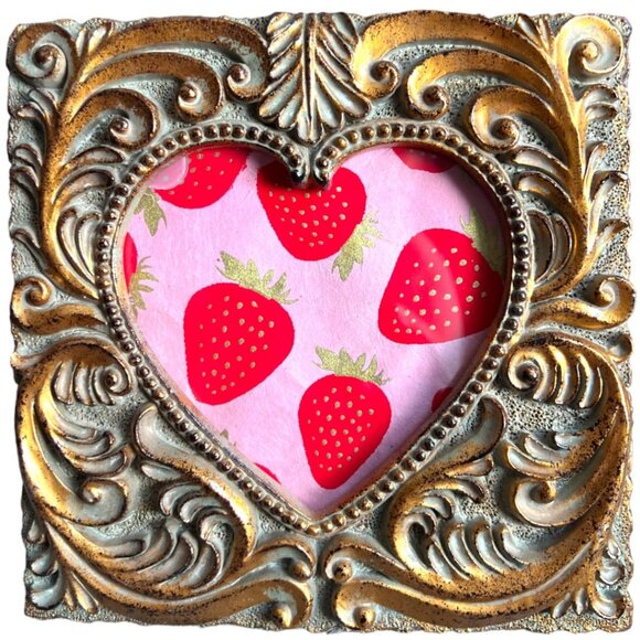 Roma Downey for Home Interiors Gold Metallic Ornate Frame w Glass & Art 6.75" sq - Picture 3 of 16